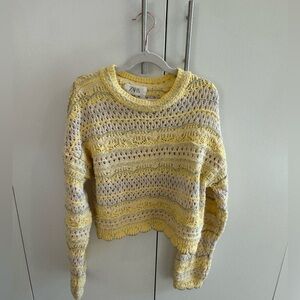 Zara yellow and silver knit sweater